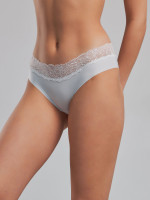 Бесшовные трусики слипы голубого цвета с кружевом Ease